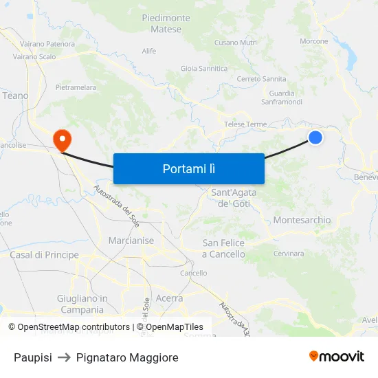 Paupisi to Pignataro Maggiore map