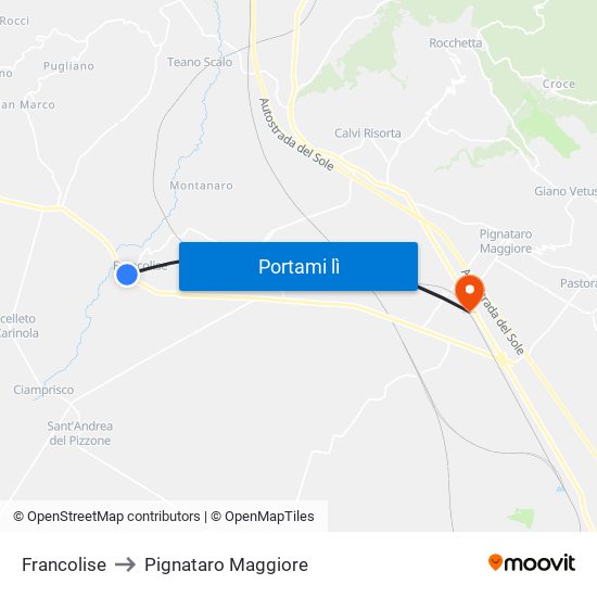 Francolise to Pignataro Maggiore map