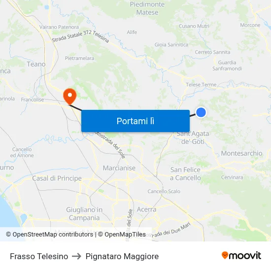 Frasso Telesino to Pignataro Maggiore map