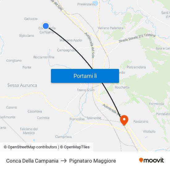 Conca Della Campania to Pignataro Maggiore map