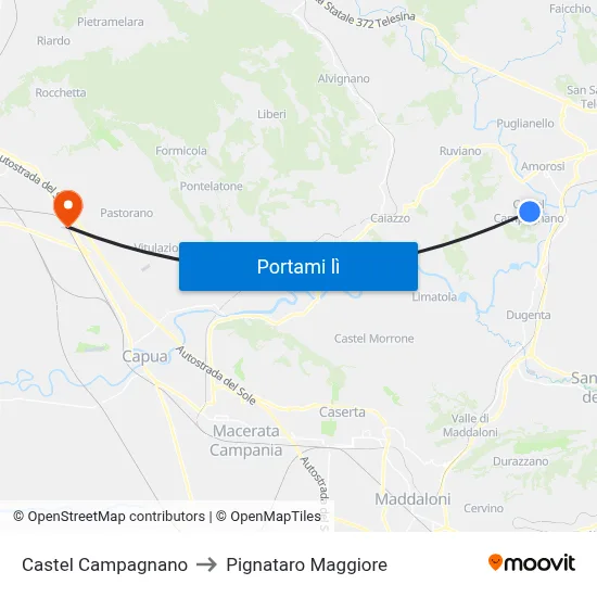 Castel Campagnano to Pignataro Maggiore map