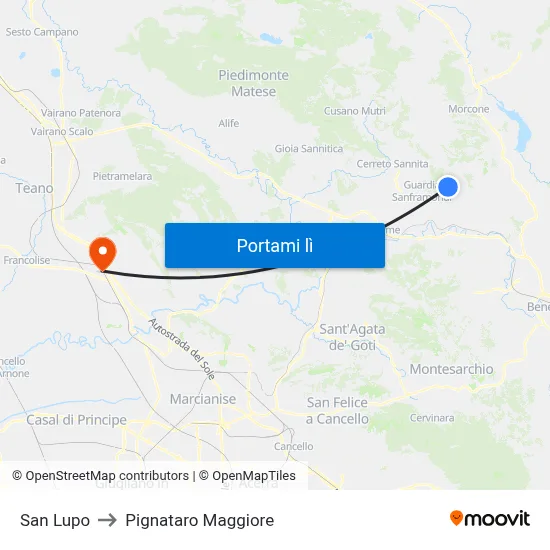San Lupo to Pignataro Maggiore map