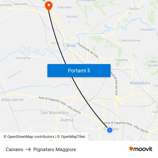 Caivano to Pignataro Maggiore map