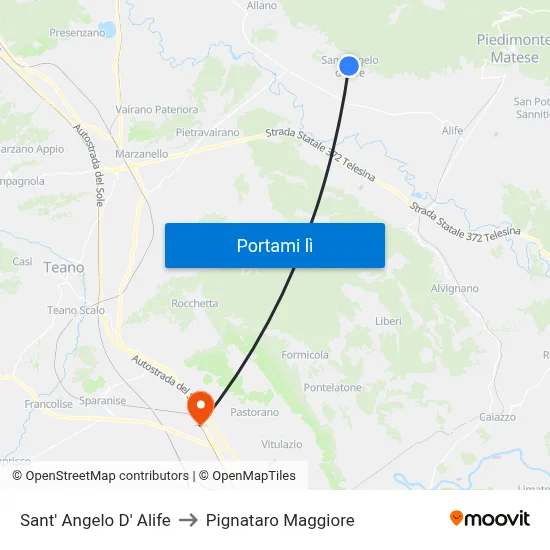 Sant' Angelo D' Alife to Pignataro Maggiore map