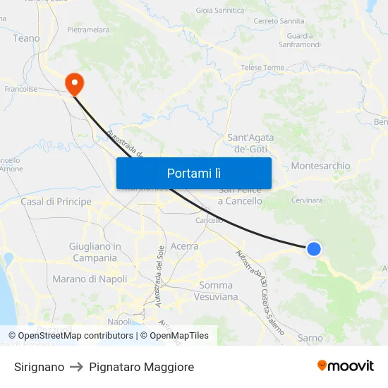 Sirignano to Pignataro Maggiore map