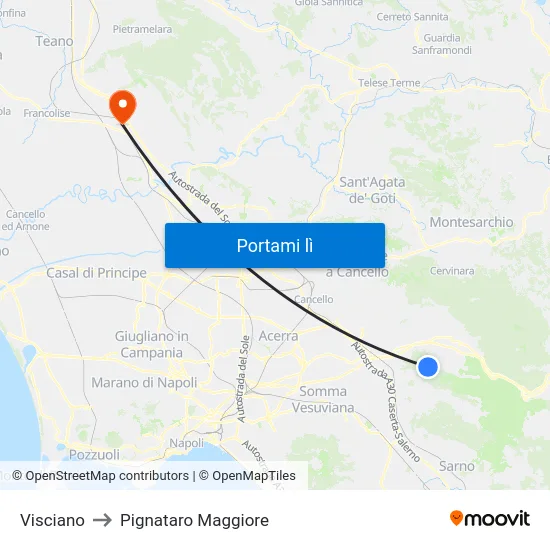 Visciano to Pignataro Maggiore map