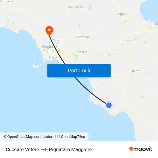 Cuccaro Vetere to Pignataro Maggiore map