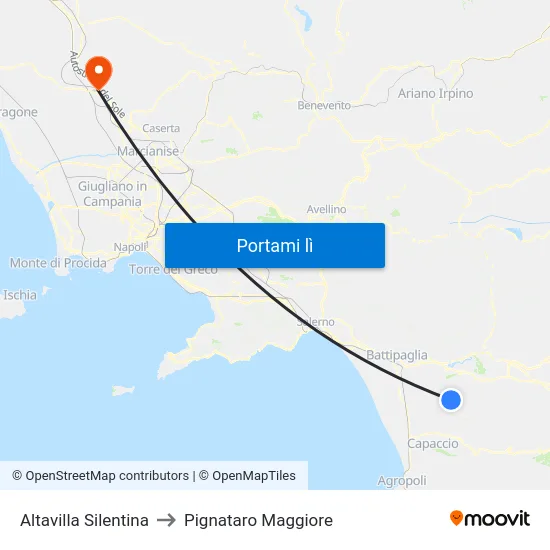 Altavilla Silentina to Pignataro Maggiore map