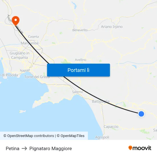 Petina to Pignataro Maggiore map