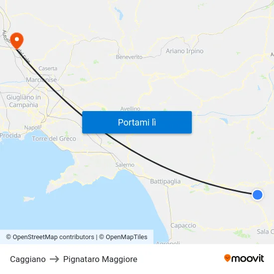 Caggiano to Pignataro Maggiore map