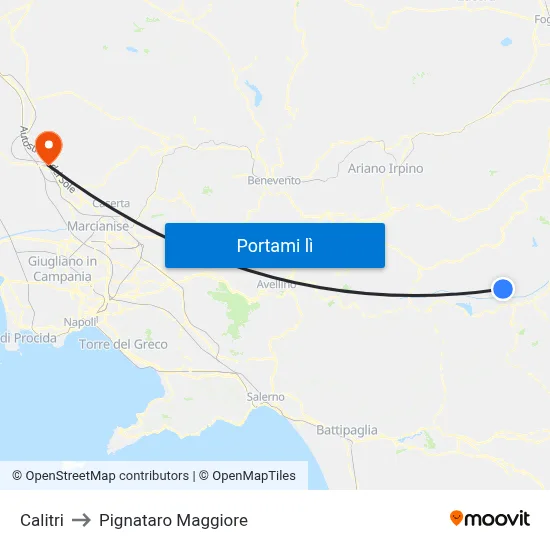 Calitri to Pignataro Maggiore map