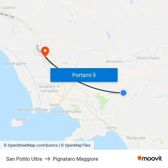 San Potito Ultra to Pignataro Maggiore map