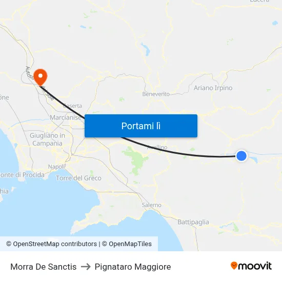 Morra De Sanctis to Pignataro Maggiore map