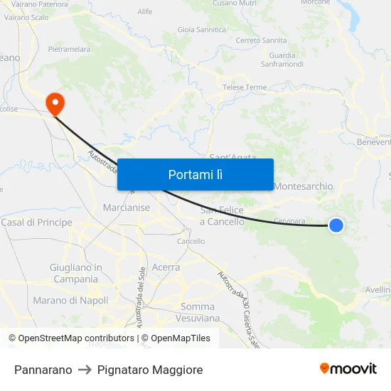 Pannarano to Pignataro Maggiore map