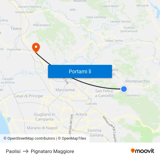 Paolisi to Pignataro Maggiore map