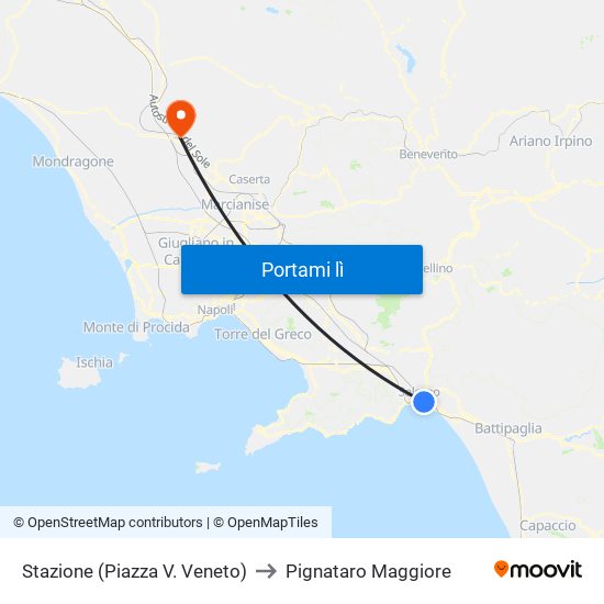Stazione (Piazza V. Veneto) to Pignataro Maggiore map