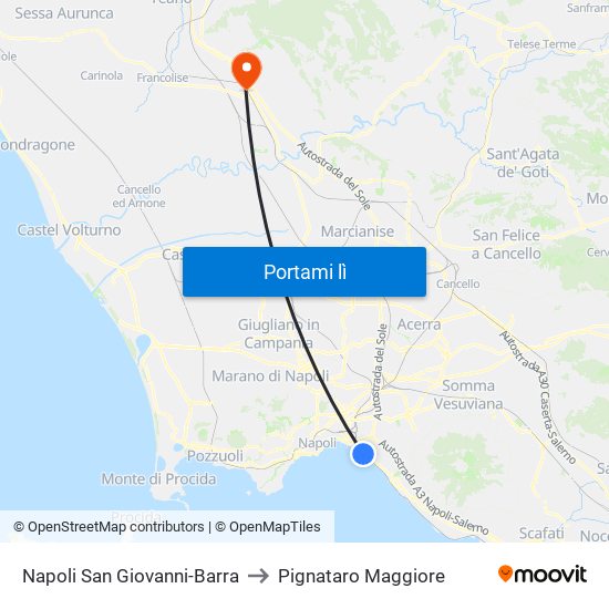 Napoli San Giovanni-Barra to Pignataro Maggiore map