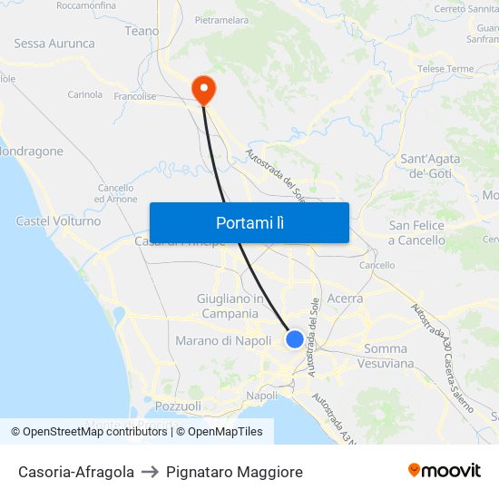 Casoria-Afragola to Pignataro Maggiore map