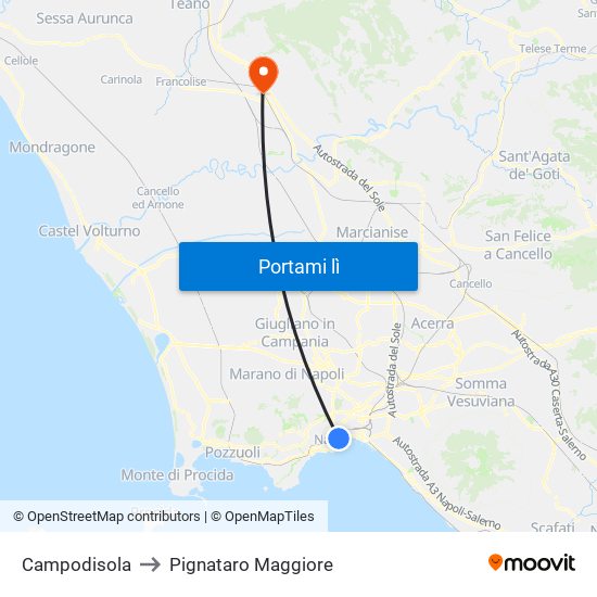 Campodisola to Pignataro Maggiore map