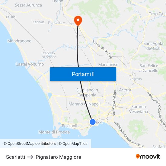 Scarlatti to Pignataro Maggiore map