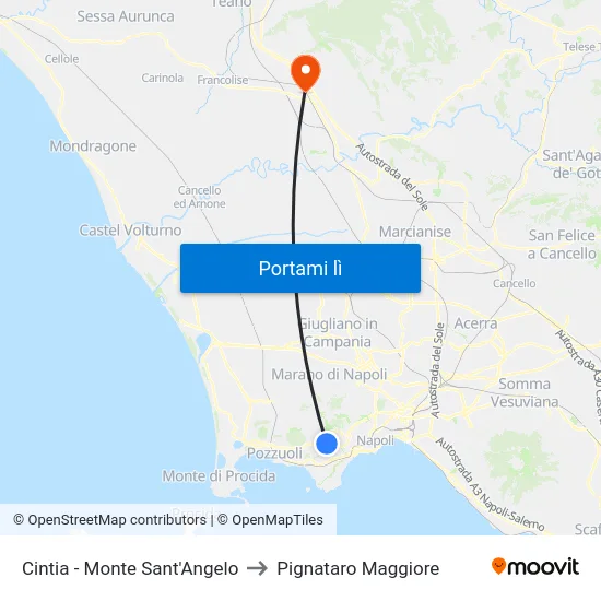 Cintia - Monte Sant'Angelo to Pignataro Maggiore map