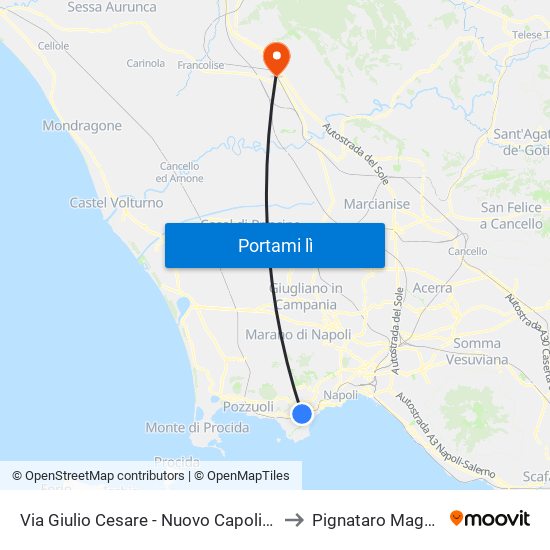 Via Giulio Cesare - Nuovo Capolinea Ctp to Pignataro Maggiore map