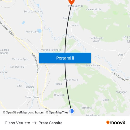 Giano Vetusto to Prata Sannita map