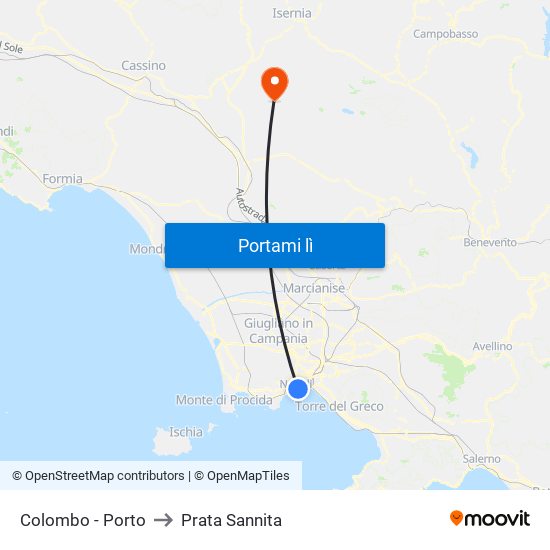 Colombo - Porto to Prata Sannita map