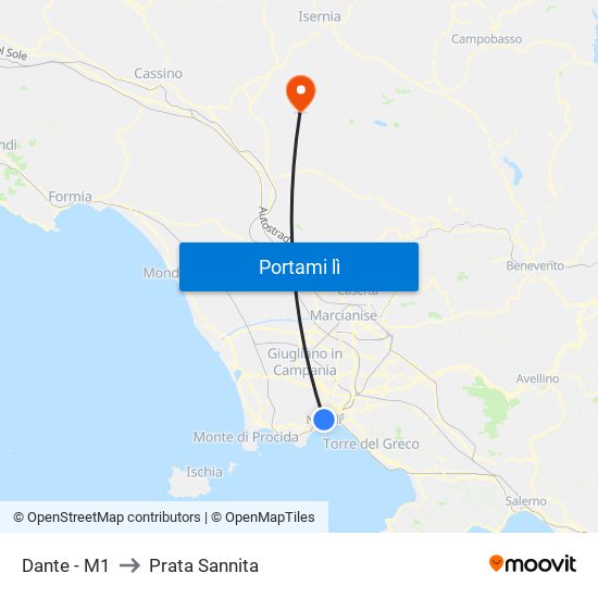 Dante - M1 to Prata Sannita map