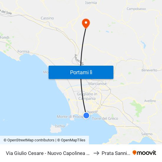 Via Giulio Cesare - Nuovo Capolinea Ctp to Prata Sannita map