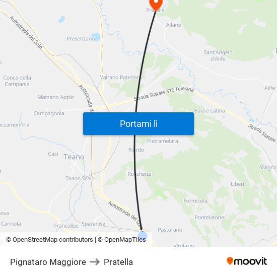 Pignataro Maggiore to Pratella map