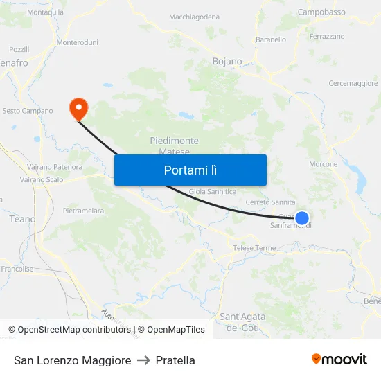 San Lorenzo Maggiore to Pratella map