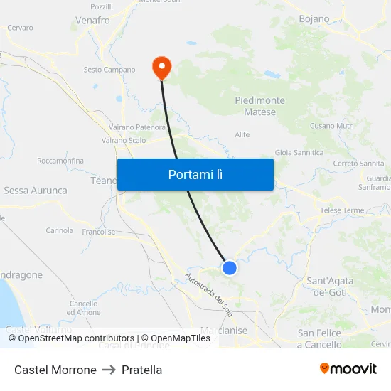 Castel Morrone to Pratella map
