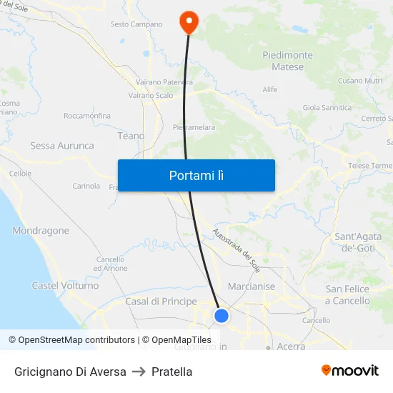 Gricignano Di Aversa to Pratella map