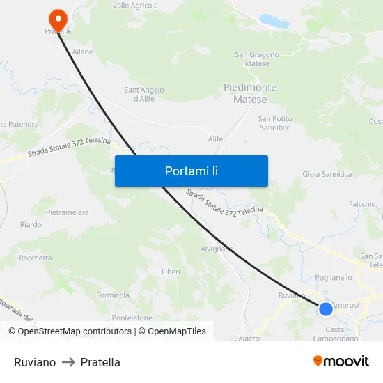 Ruviano to Pratella map