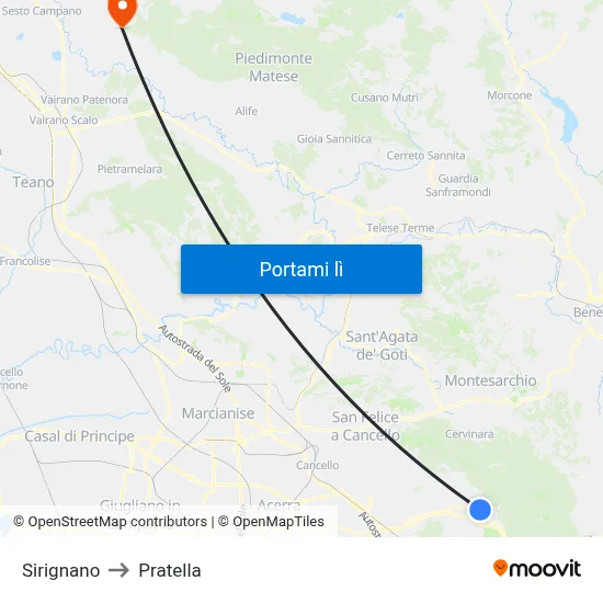 Sirignano to Pratella map