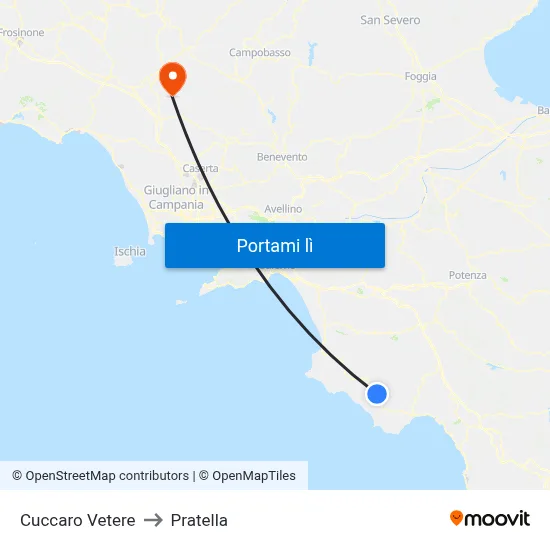 Cuccaro Vetere to Pratella map