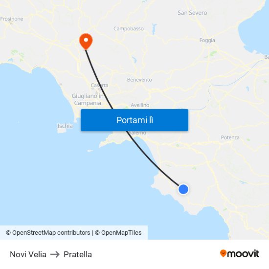 Novi Velia to Pratella map