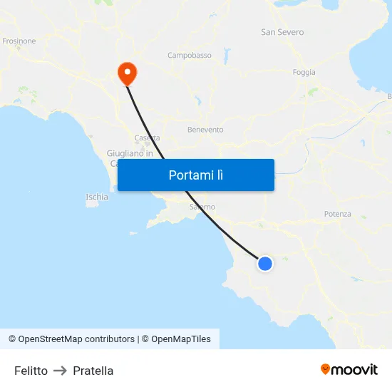 Felitto to Pratella map