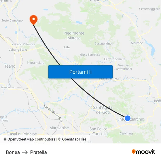 Bonea to Pratella map