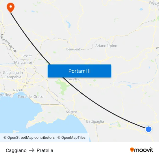 Caggiano to Pratella map