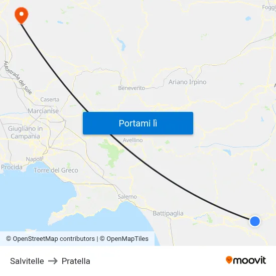 Salvitelle to Pratella map