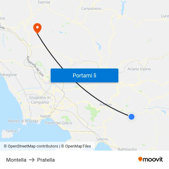 Montella to Pratella map