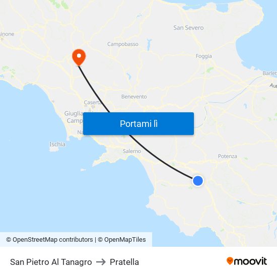 San Pietro Al Tanagro to Pratella map