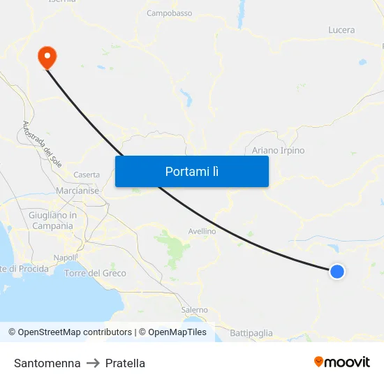 Santomenna to Pratella map