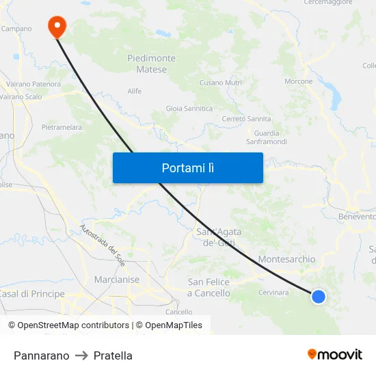 Pannarano to Pratella map
