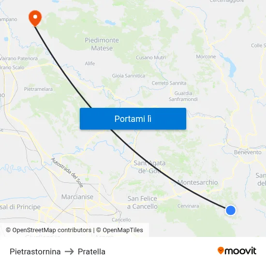 Pietrastornina to Pratella map