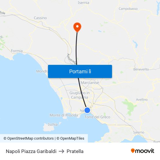 Napoli Piazza Garibaldi to Pratella map
