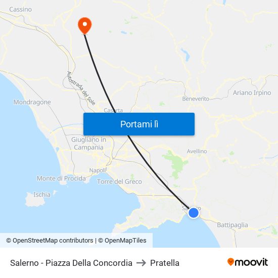 Salerno - Piazza Della Concordia to Pratella map