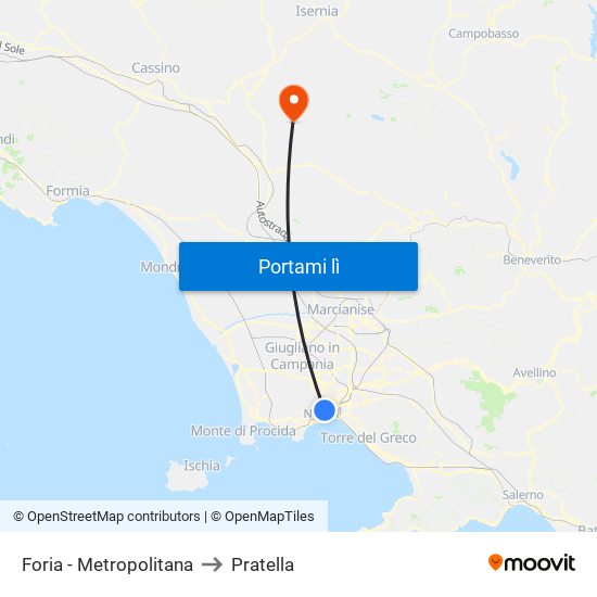 Foria - Metropolitana to Pratella map